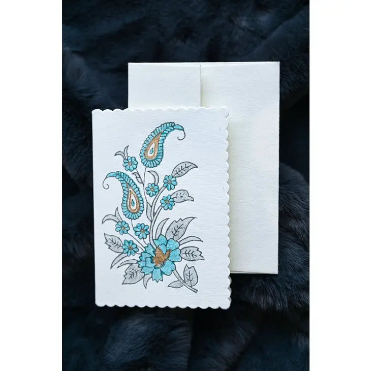 Kairi Turquoise | Paper Mirchi Block Printed Greeting Card