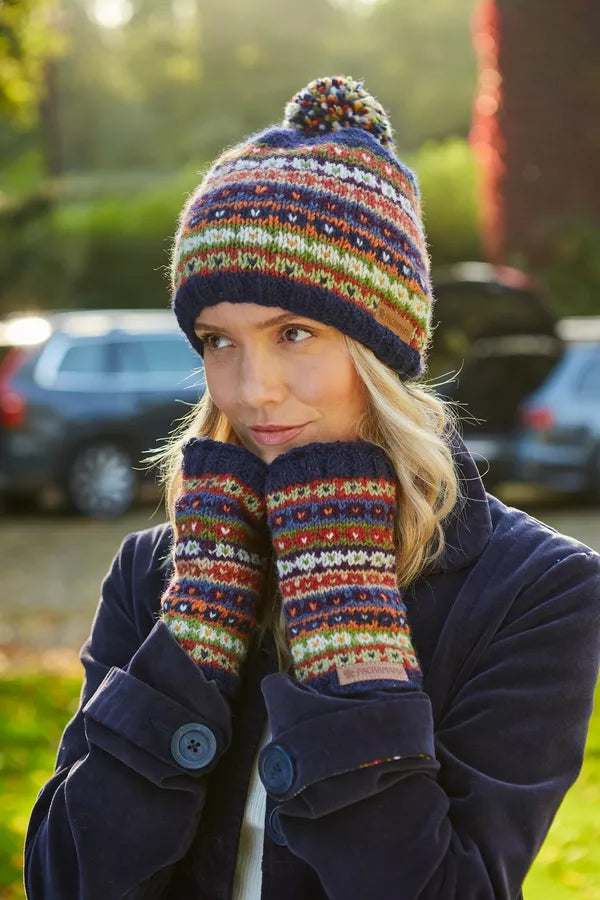 Pachamama Fairtrade Colorado Blue | Wool Bobble Beanie