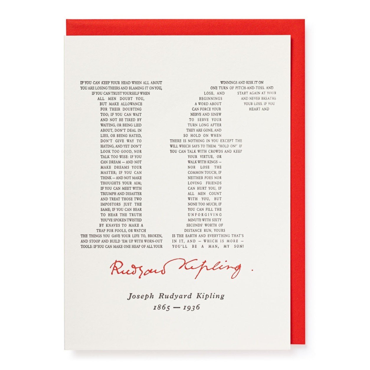 If | Rudyard Kipling Letterpress Greeting Card