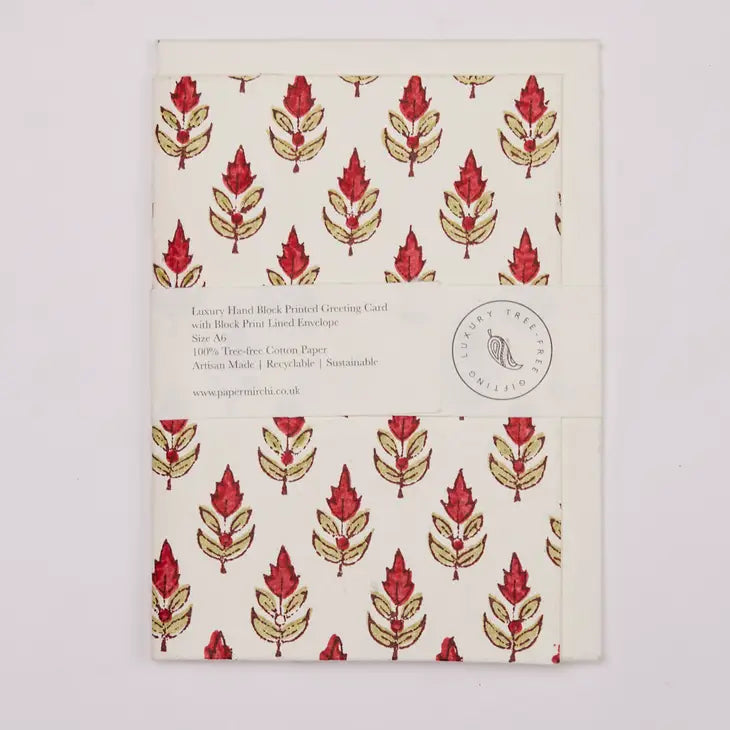Buti Scarlet | Paper Mirchi Block Printed Greeting Card