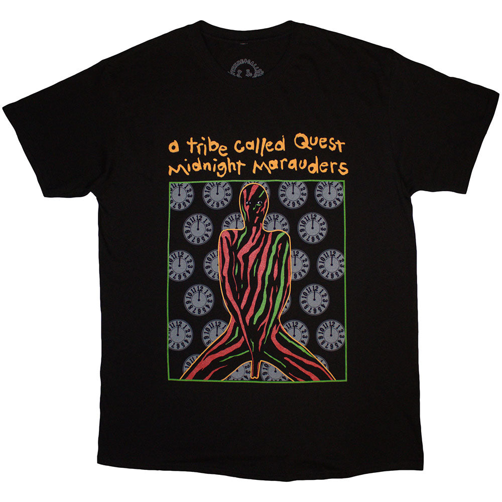 Black t-shirt featuring the Midnight Marauders A Tribe Called Quest T-Shirt design motif.