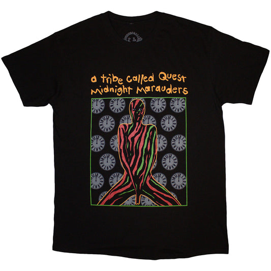 Black t-shirt featuring the Midnight Marauders A Tribe Called Quest T-Shirt design motif.