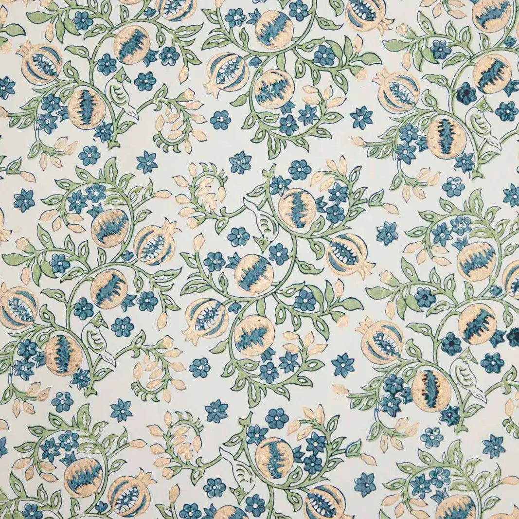 Pomegranate Indigo | Paper Mirchi Block Printed Wrapping Paper