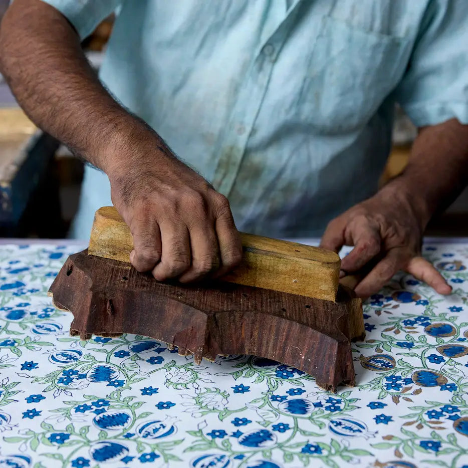 Pomegranate Indigo | Paper Mirchi Block Printed Wrapping Paper