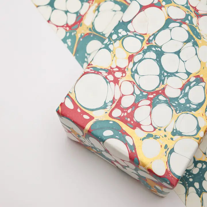Bubbles Festive Mix | Paper Mirchi Hand Marbled Wrapping Paper