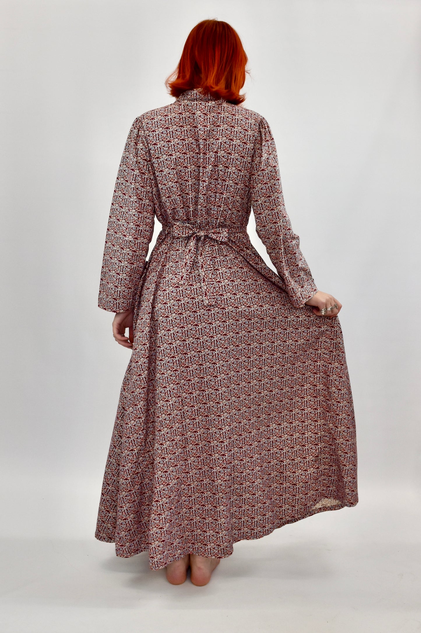 1930's Handmade Smocked Folk Art Print Housecoat | Vintage