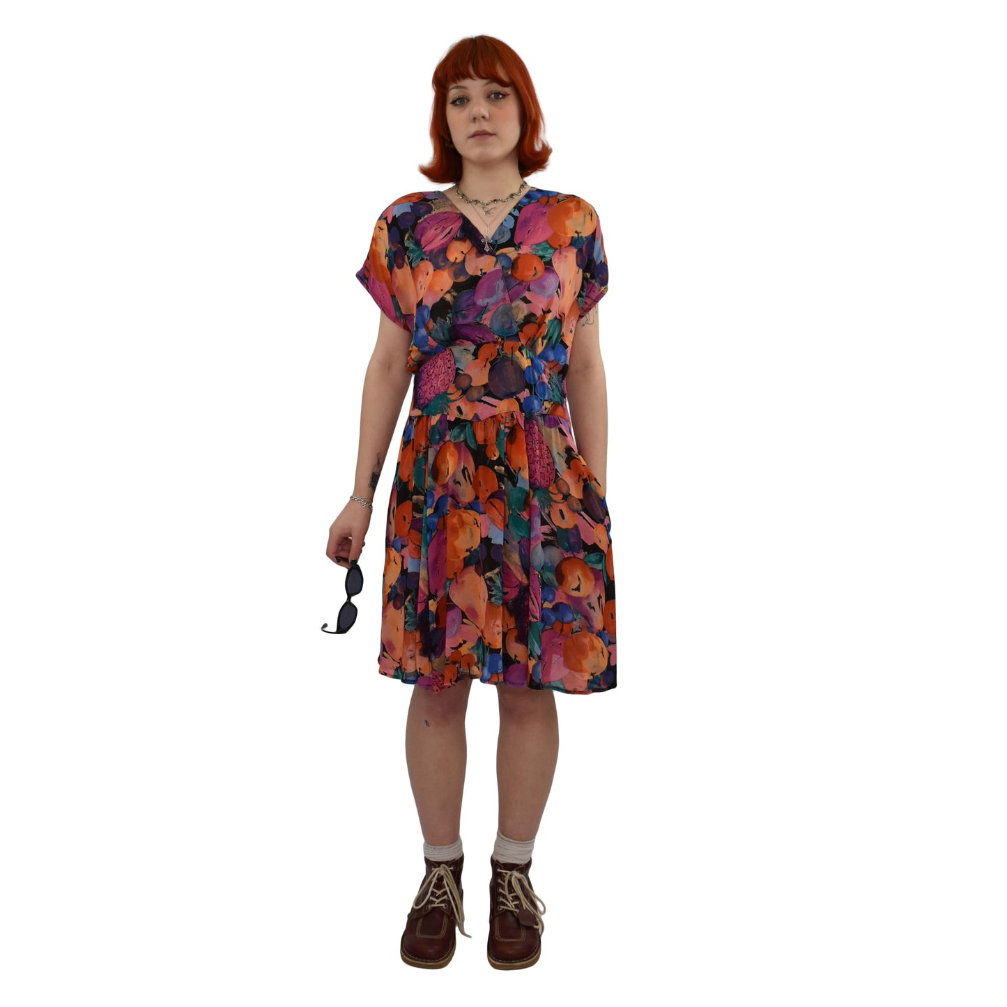1980’s Abstract Fruit print Cross Front Dress | Vintage