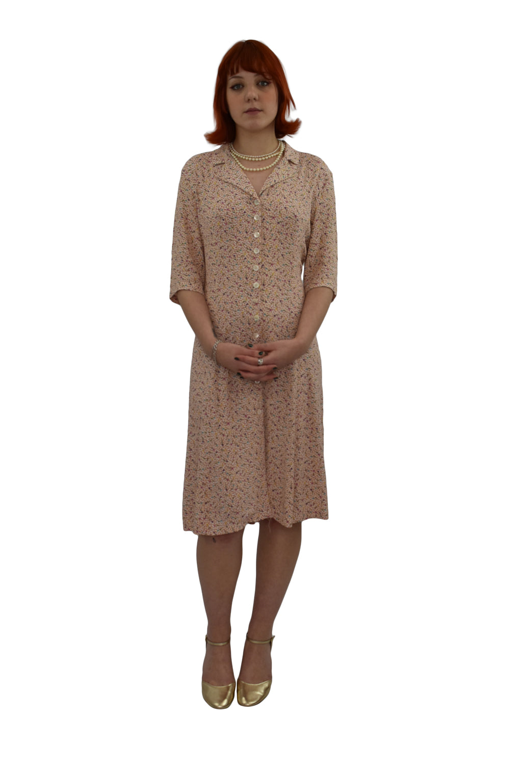 80’s Does 1940’s Abstract Floral Tea Dress | Vintage