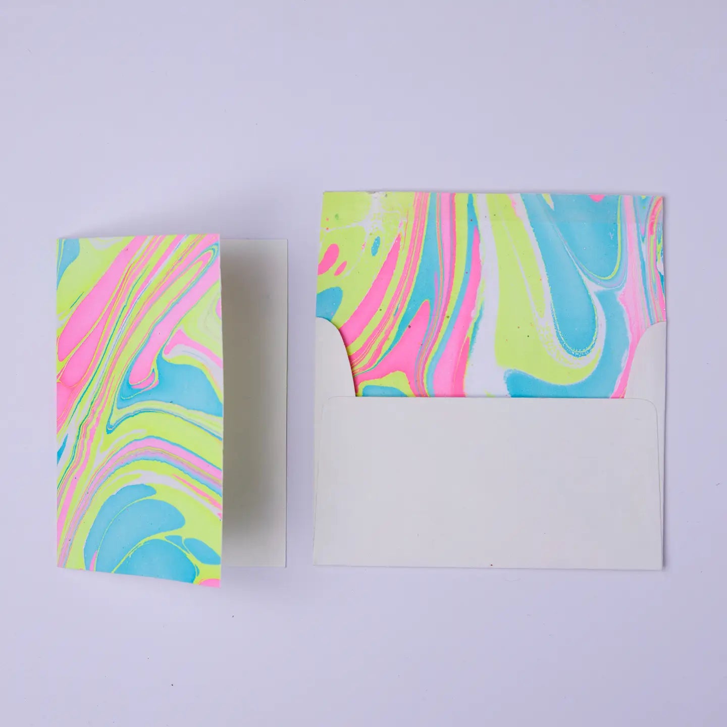 Waves Neon | Paper Mirchi Hand Marbled Greeting Card