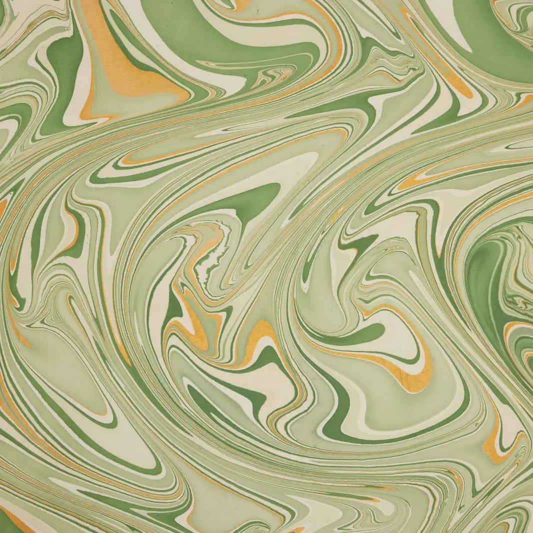 Waves Matcha | Paper Mirchi Hand Marbled Wrapping Paper