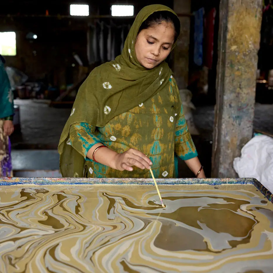 Waves Matcha | Paper Mirchi Hand Marbled Wrapping Paper