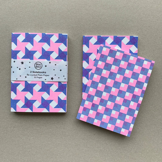 Blue & Hot Pink Riso Print | Notebook Set