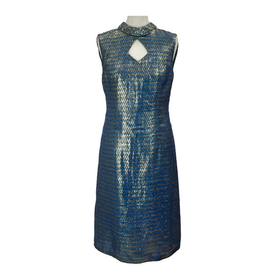 1960’s Blue & Gold Lurex Cocktail Shift Dress | Vintage
