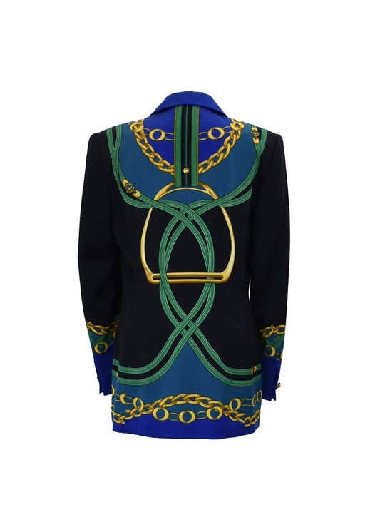 1990’s Escada Gold Chain Print Wool Jacket | Vintage