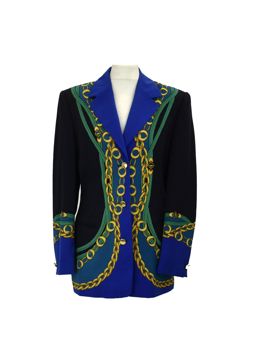 1990’s Escada Gold Chain Print Wool Jacket | Vintage