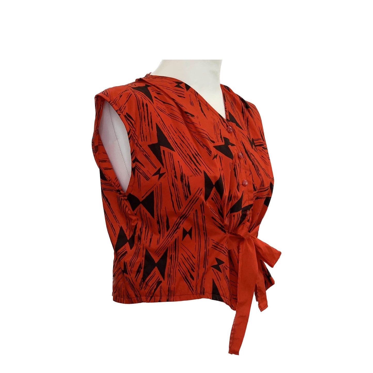 1980’s Red Abstract Geometric Print Blouse | Vintage