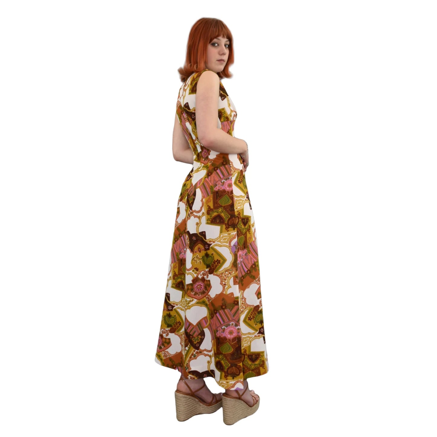 1970’s Abstract Florals Print Maxi Dress | Vintage