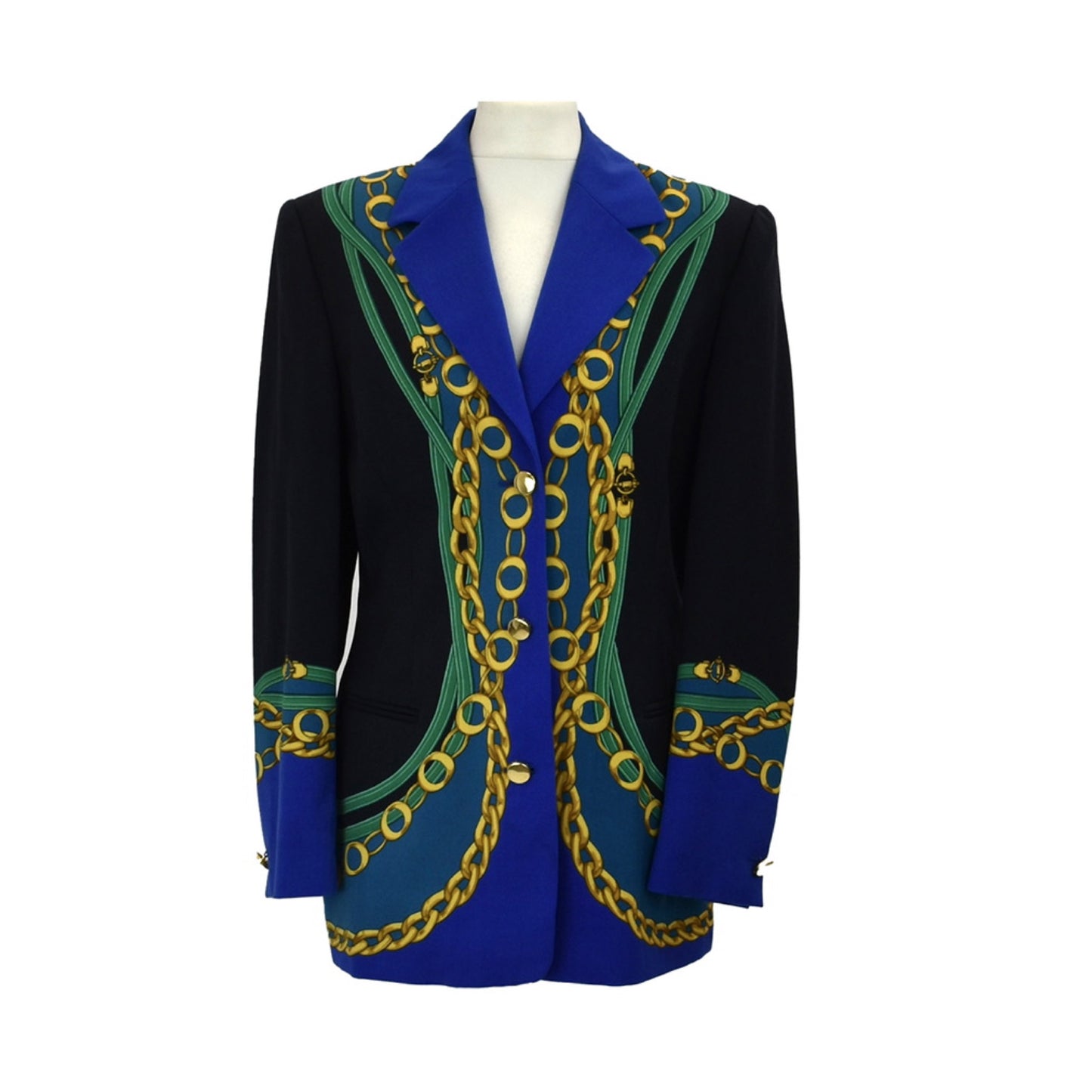 1990’s Escada Gold Chain Print Wool Jacket | Vintage