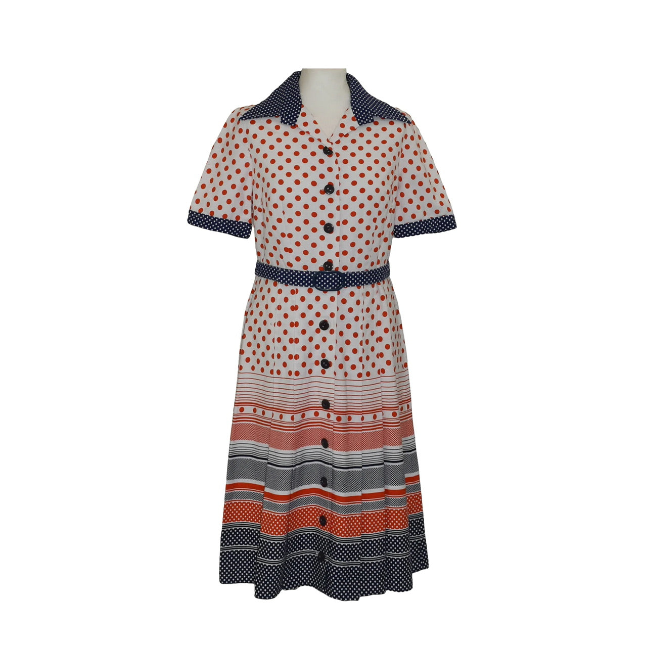1970’s Spots and Stripes Shirtwaister Dress | Vintage