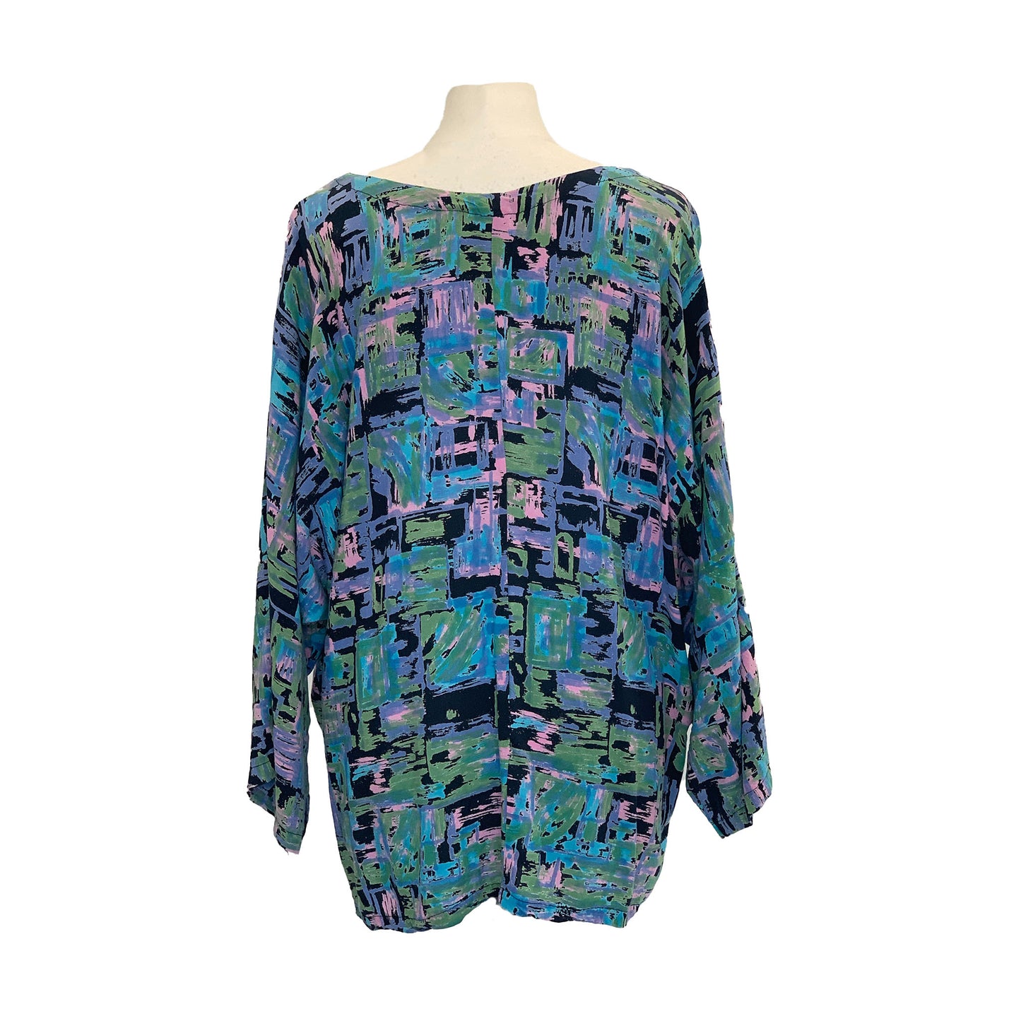 1990’s Abstract Mid Century Style Print Batwing Top | Preloved
