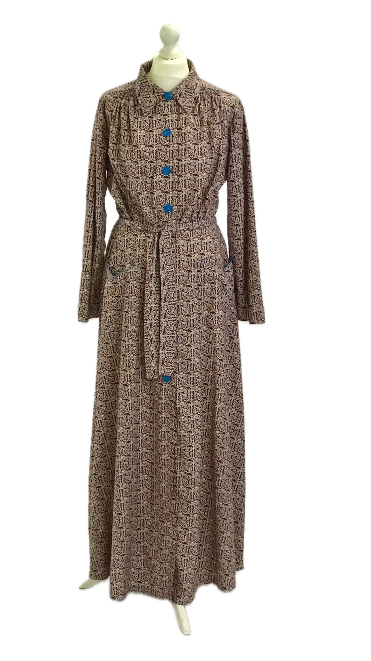 1930's Handmade Smocked Folk Art Print Housecoat | Vintage