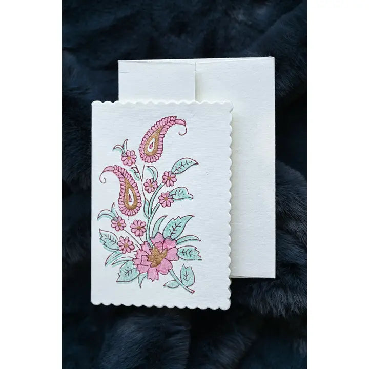 Kairi Mint Rose | Paper Mirchi Block Printed Greeting Card