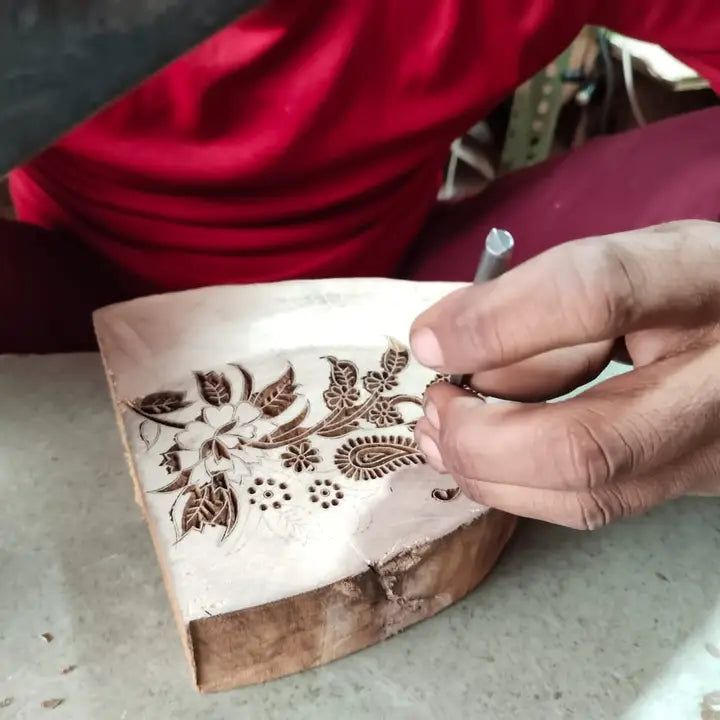 Kairi Mint Rose | Paper Mirchi Block Printed Greeting Card