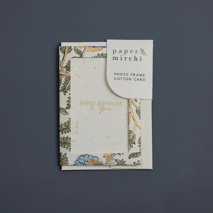 Marigold Glitz Blue Stone | Paper Mirchi Photo Frame Keepsake Greeting Card