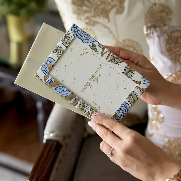 Marigold Glitz Blue Stone | Paper Mirchi Photo Frame Keepsake Greeting Card