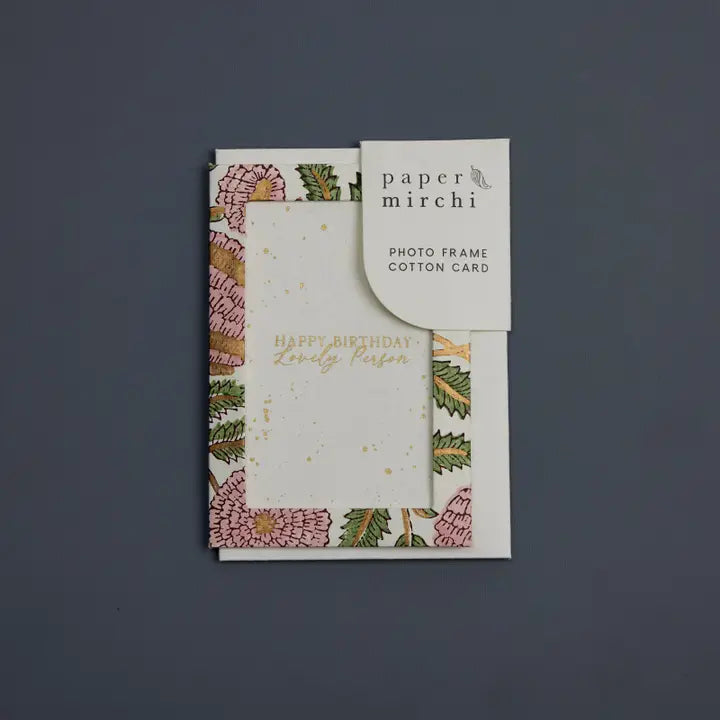 Marigold Glitz Blush | Paper Mirchi Photo Frame Keepsake Greeting Card