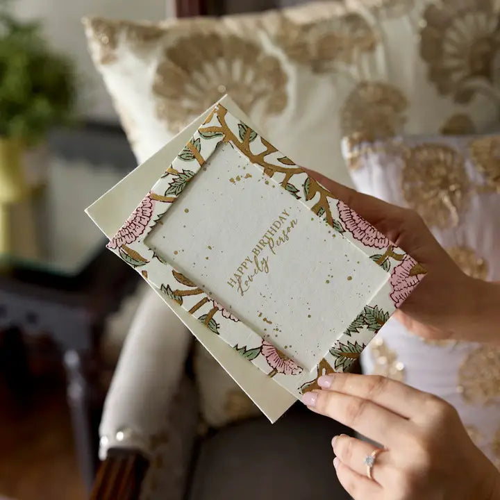 Marigold Glitz Blush | Paper Mirchi Photo Frame Keepsake Greeting Card