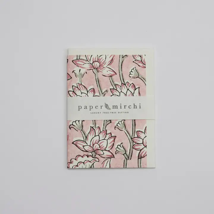 Lotus Pink Earth | Paper Mirchi Block Printed Greeting Card