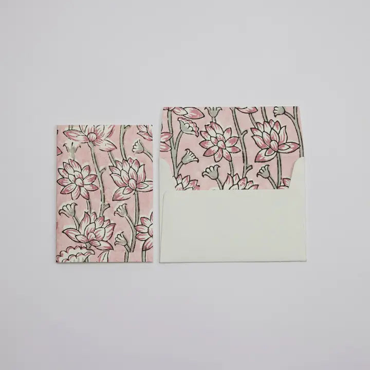Lotus Pink Earth | Paper Mirchi Block Printed Greeting Card