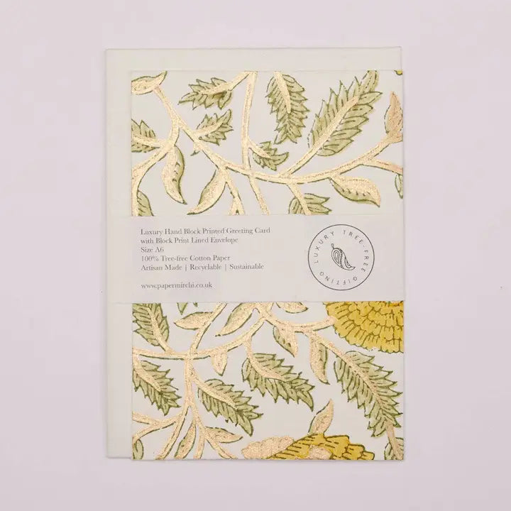 Marigold Glitz Sunshine | Paper Mirchi Block Printed Greeting Card