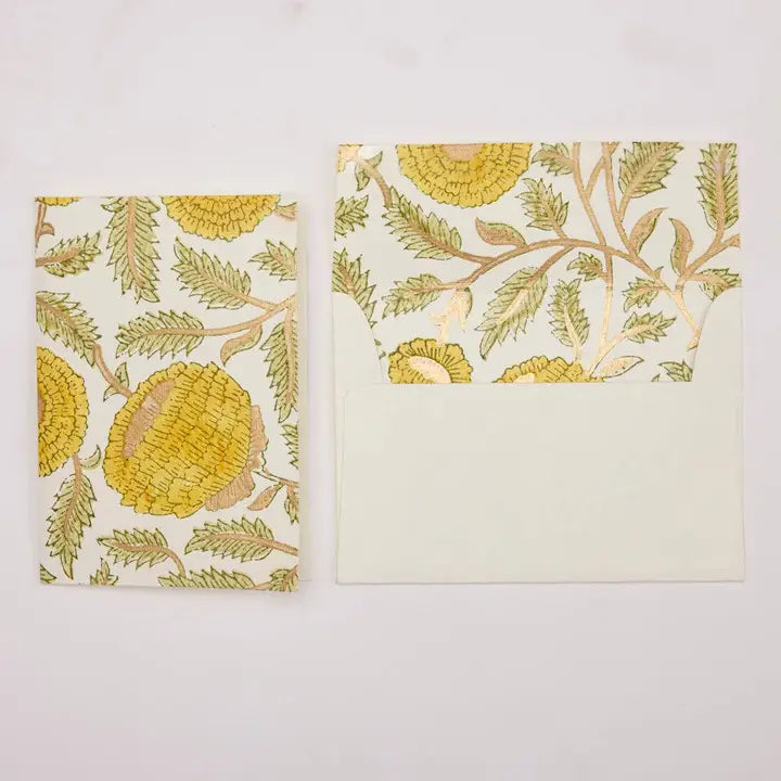 Marigold Glitz Sunshine | Paper Mirchi Block Printed Greeting Card