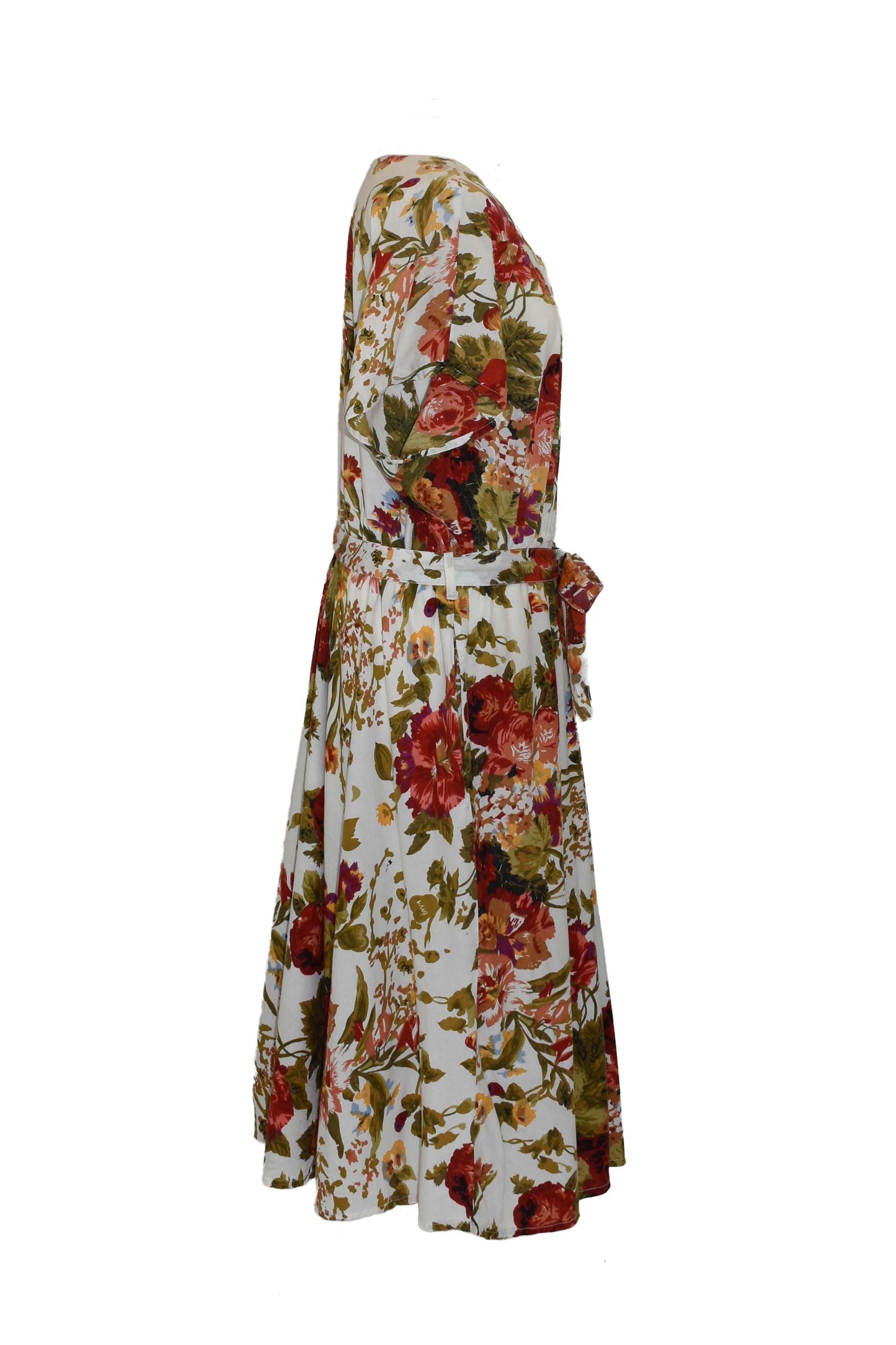 1980’s Floral Cotton Belted Dress | Vintage