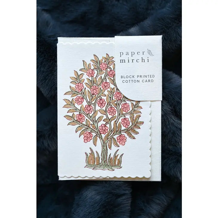 Mogra Coral | Paper Mirchi Block Printed Greeting Card