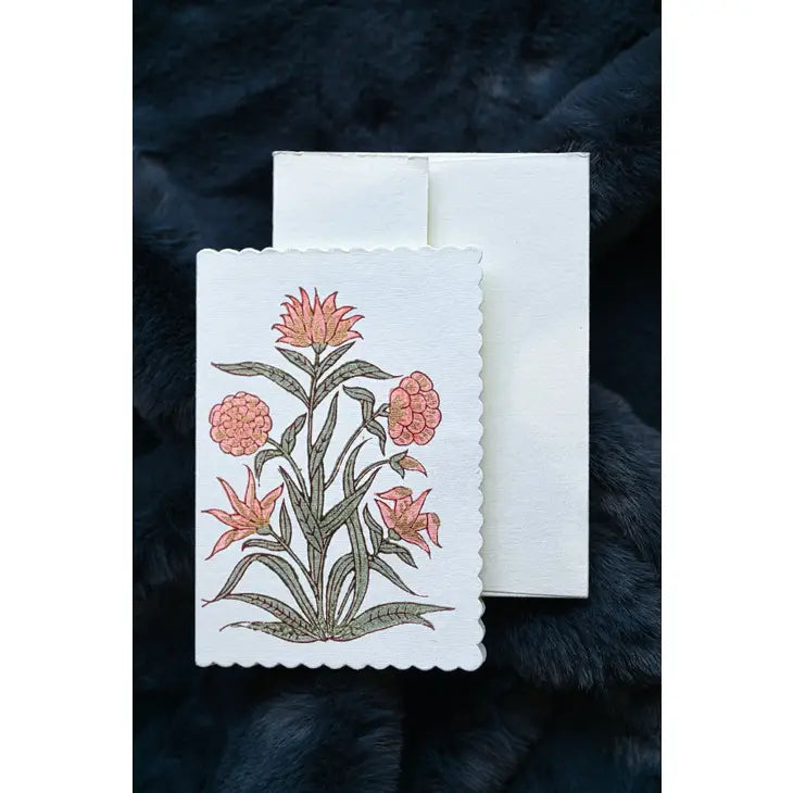 Kamal Coral | Paper Mirchi Block Printed Greeting Card