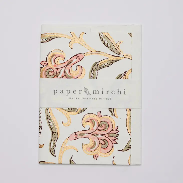 Iris Glitz Coral | Paper Mirchi Block Printed Greeting Card