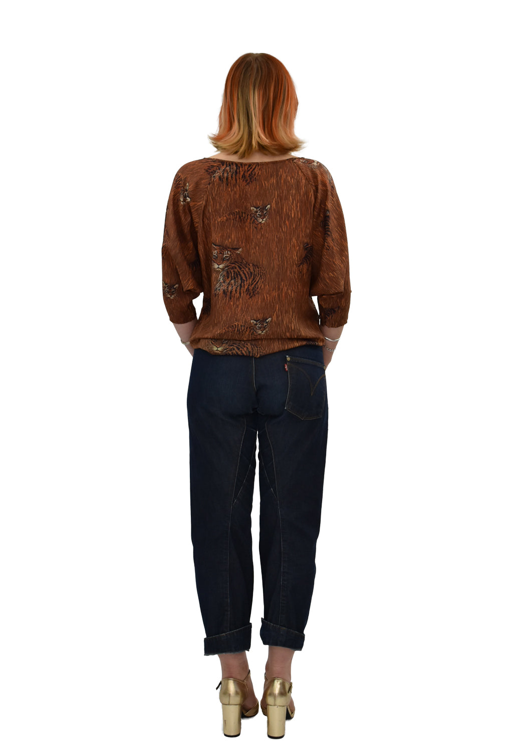 1980's Silk Tiger Print Top | Vintage