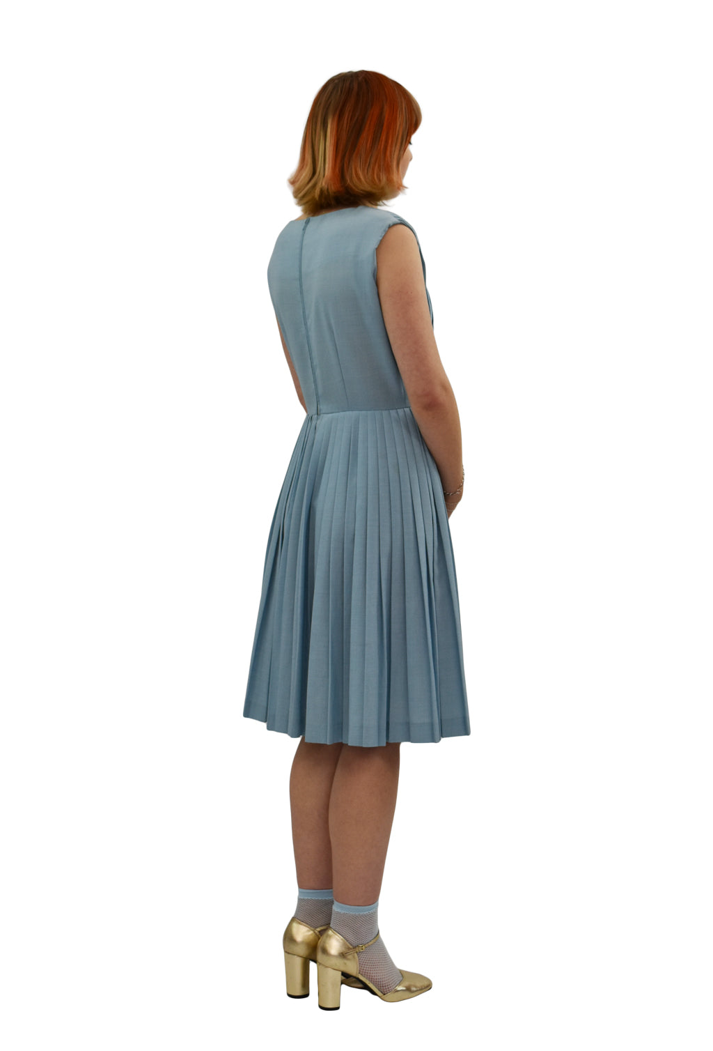 1950's Pleated Bodice Powder Blue Dress | Vintage