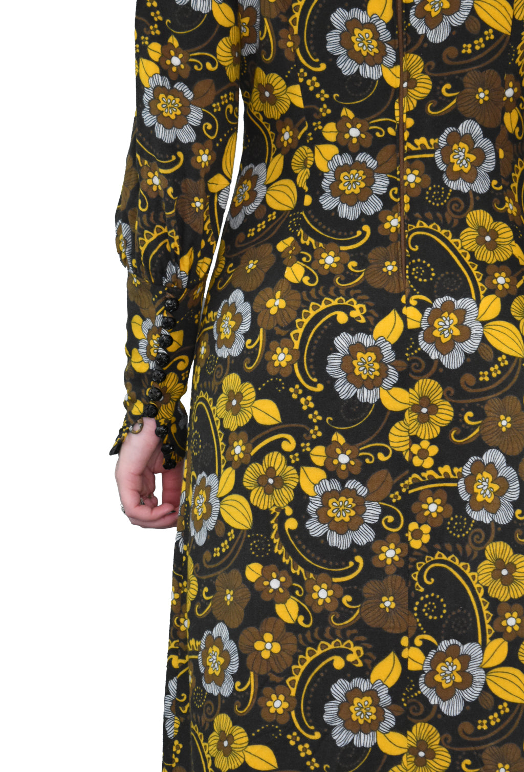 1970’s Flower Power Long Sleeve Maxi Dress | Vintage