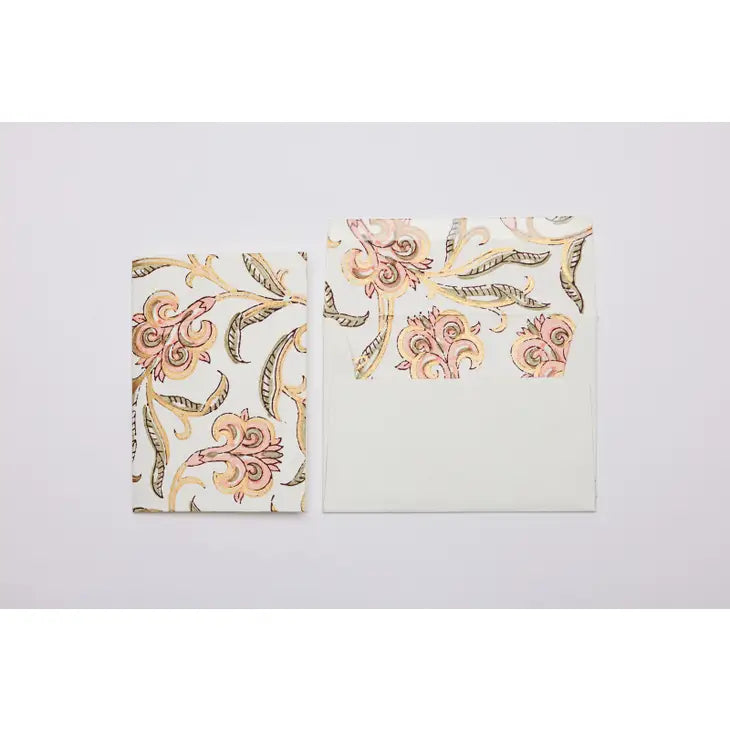 Iris Glitz Coral | Paper Mirchi Block Printed Greeting Card