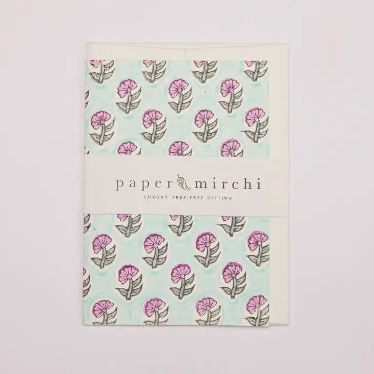 Daisy Teal | Paper Mirchi Block Printed Greeting Card