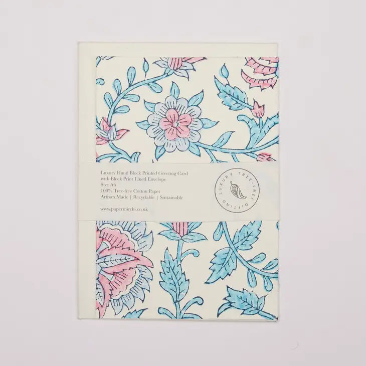 Flora Sky | Paper Mirchi Block Printed Greeting Card