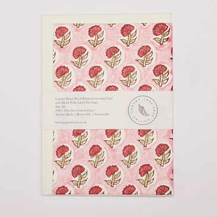 Daisy Festive | Paper Mirchi Block Printed Greeting Card