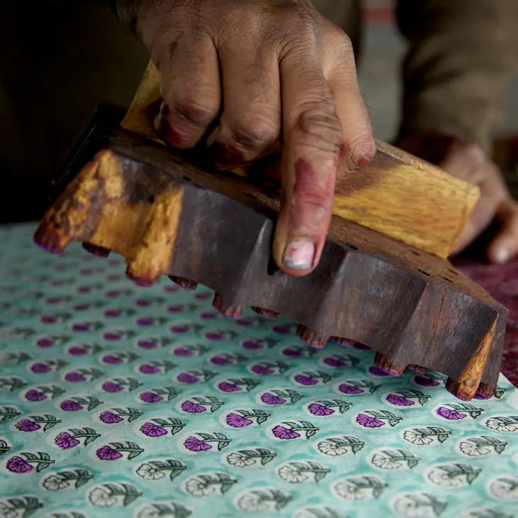 Daisy Teal | Paper Mirchi Block Printed Greeting Card