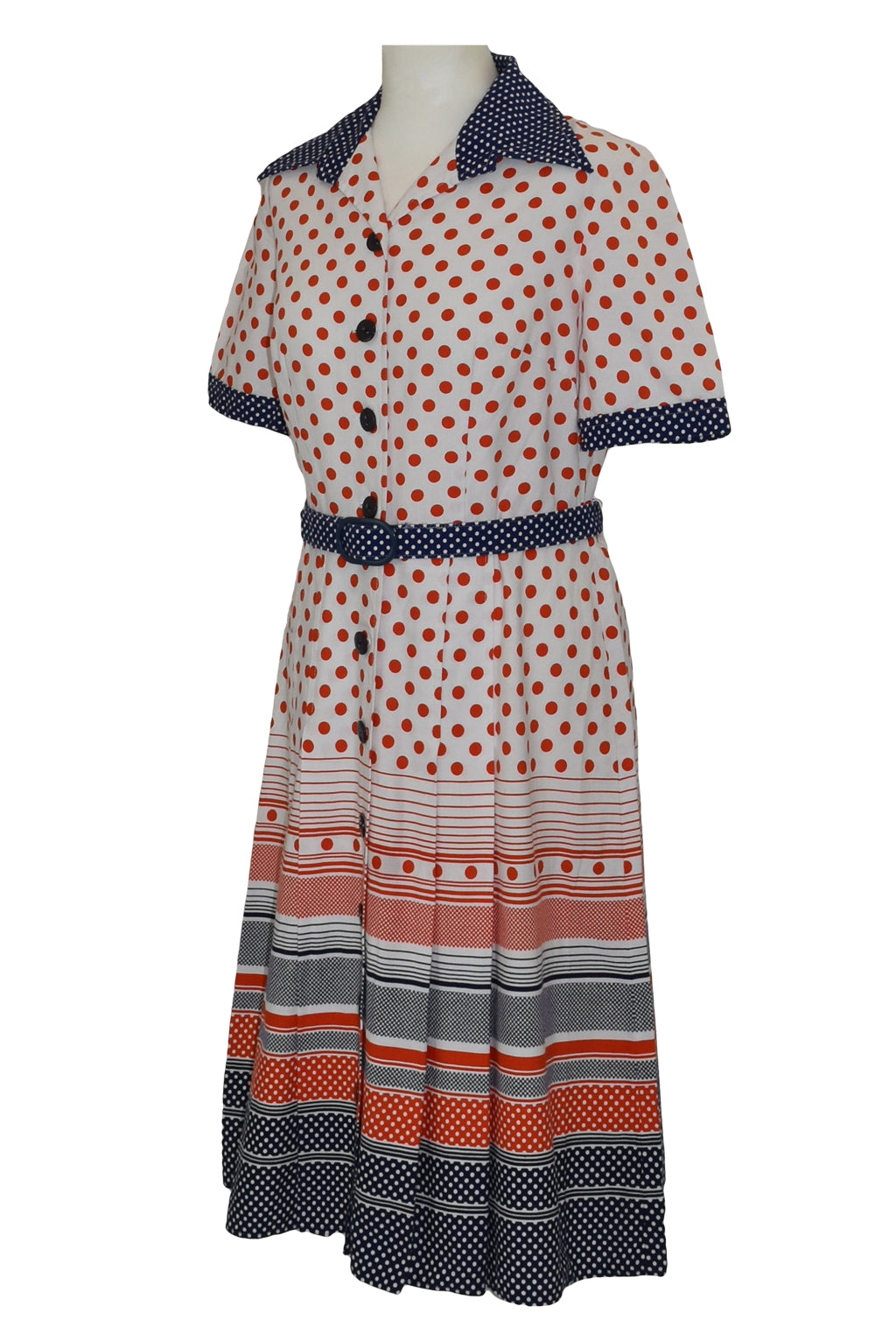 1970’s Spots and Stripes Shirtwaister Dress | Vintage