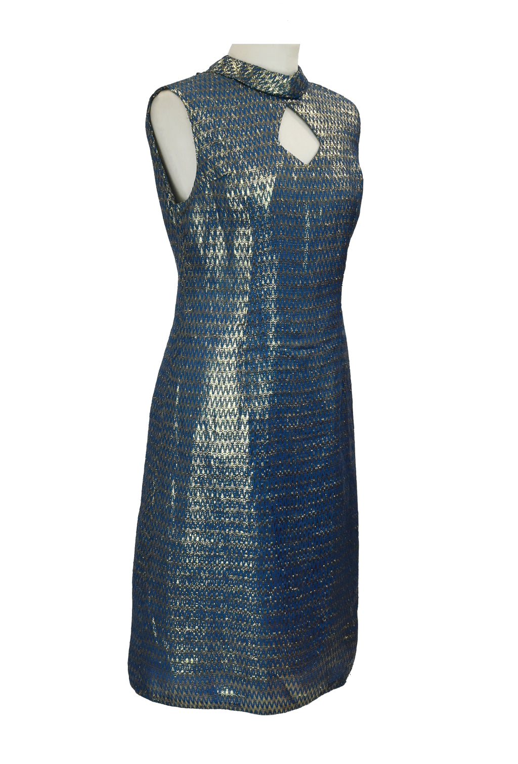 1960’s Blue & Gold Lurex Cocktail Shift Dress | Vintage