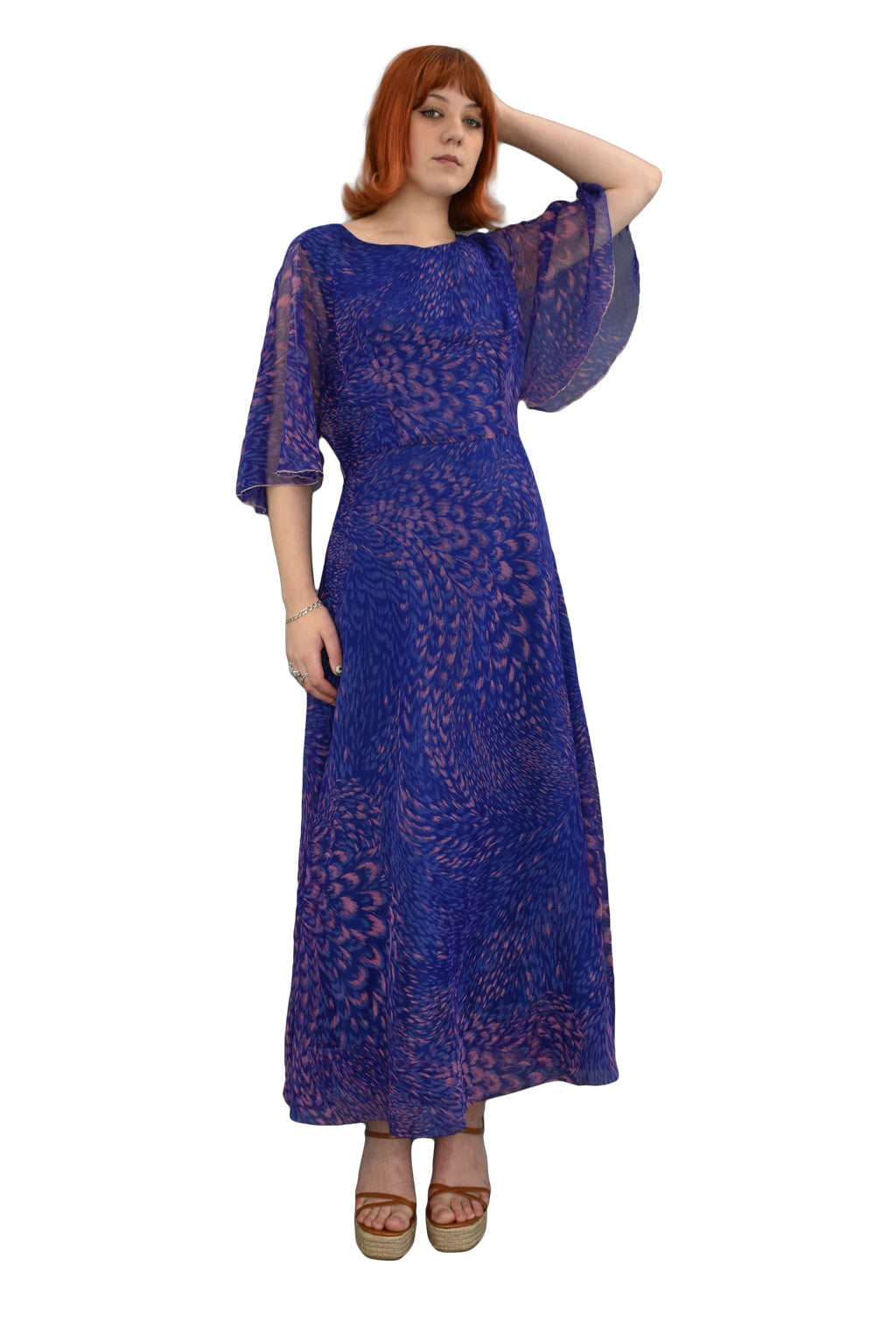 1970’s Angel Sleeve Floaty Chiffon Dress | Vintage